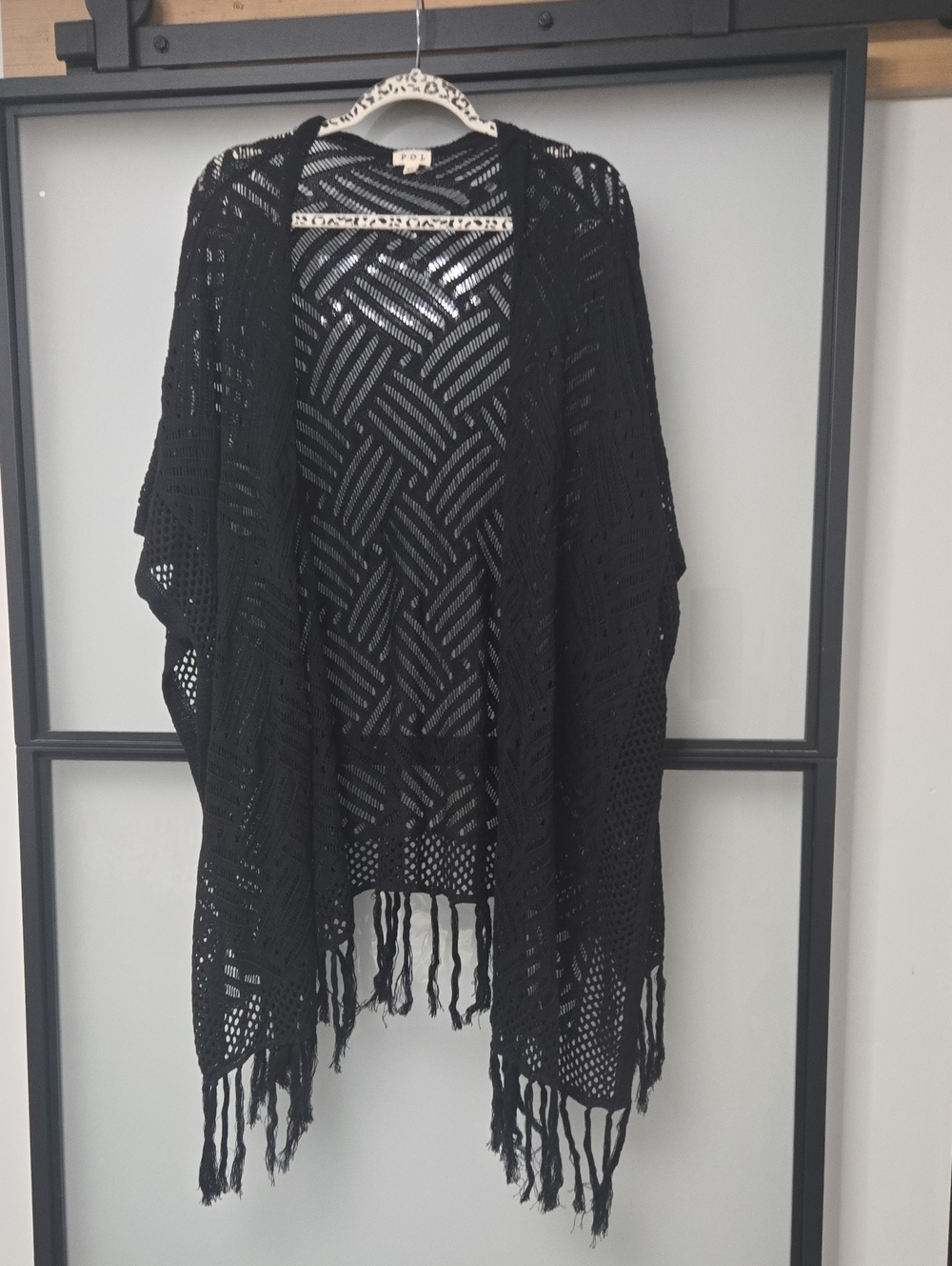 POL BLACK KNIT KIMONO XL